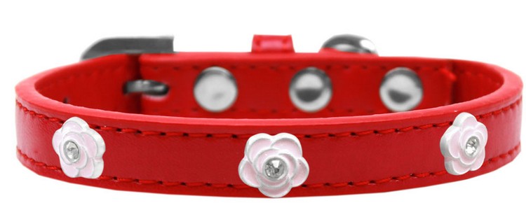 Light Pink Rose Widget Dog Collar Red Size 10